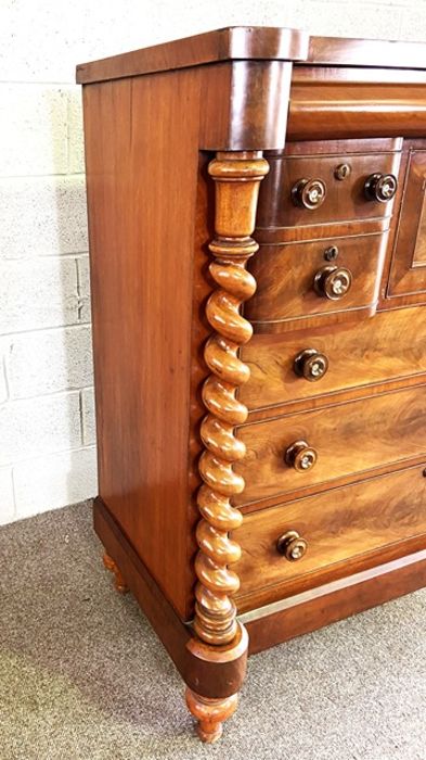 A large Scottish Victorian mahogany chest of drawers, with a cushion drawer above a central hat - Image 7 of 10