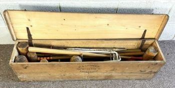 A vintage croquet set, by Edinburgh maker F.A Lumley, in a fitted case stamped ‘Court’, including