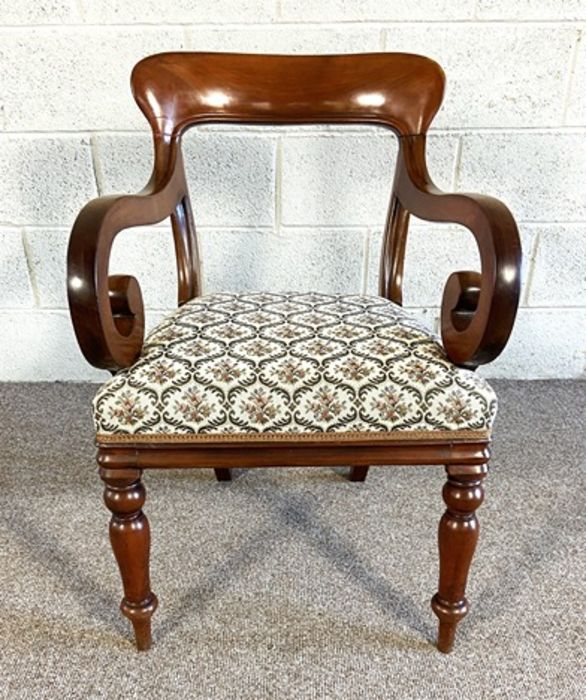 A set of six Victorian mahogany balloon backed dining chairs, and an associated armchair, mid 19th - Image 12 of 15