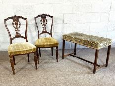 Three Victorian mahogany Hepplewhite style dining chairs, together with a duet stool (4)