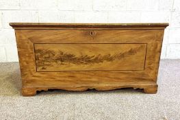 A 19th century simulated mahogany blanket or tool chest, with varnished surfaces, the interior