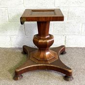 A late Regency mahogany table pedestal, early 19th century (missing top), 72cm high. Perhaps this