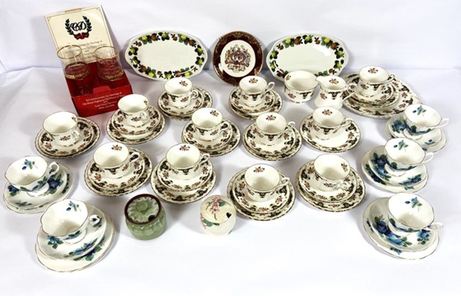 A small group of assorted tea wares and commemorative china (a lot)