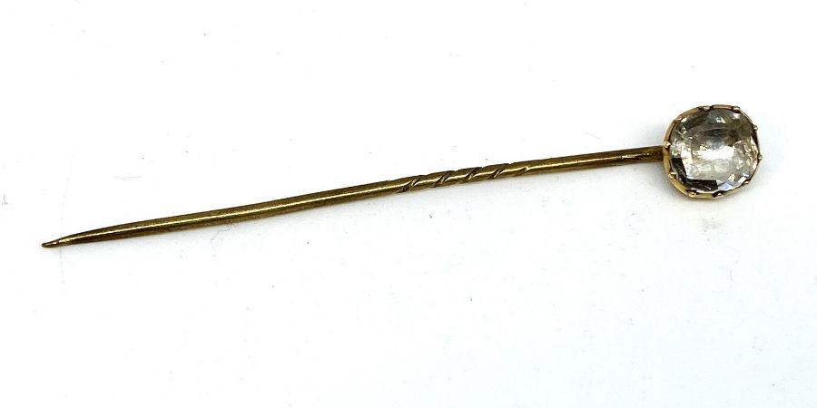 A ruby and gold stick pin, marks indistinct, with another stick pin (2) - Image 8 of 12