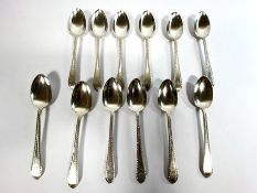 A fine set of twelve Scottish Victorian silver teaspoons, hallmarked Edinburgh 1884, by Mappin &