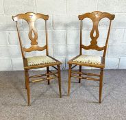 A pair of provincial George III style dining chairs; together with a small vintage firescreen, inset