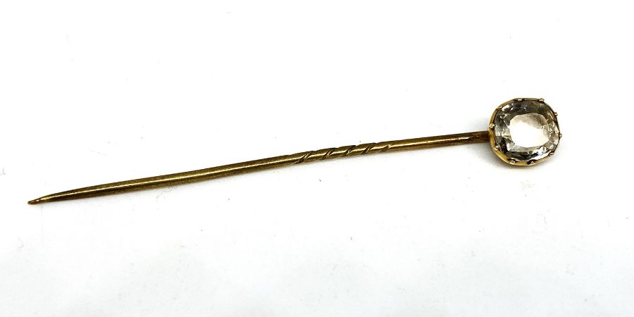 A ruby and gold stick pin, marks indistinct, with another stick pin (2) - Image 9 of 12