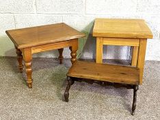 Two small occasional tables and a scroll footed stand, also a modern coffee table (5)