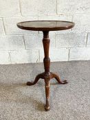 A George III style mahogany wine table, late 19th century, with plain circular top and tripod base