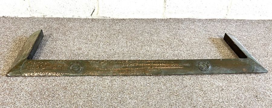 An Arts & Crafts beaten copper fire curb; together with a Victorian cast iron decorative fire - Image 6 of 7
