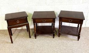 A pair of modern bedside tables with drawers and another similar (3)