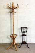 A modern bentwood coat and hat stand; together with a 19th century washing/ shaving bowl stand (2)