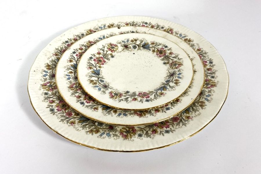 A large assortment of bone china, including a part dinner service, decorated with bands of - Image 6 of 20