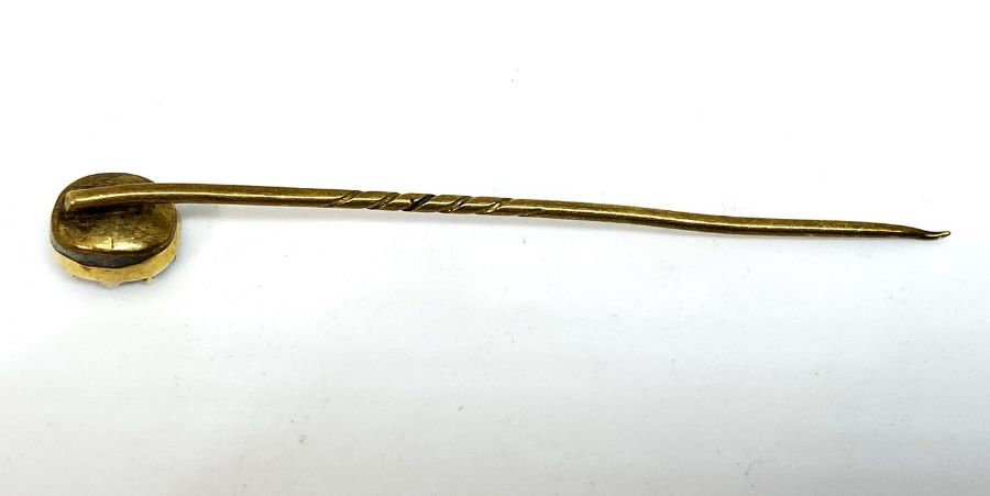 A ruby and gold stick pin, marks indistinct, with another stick pin (2) - Image 4 of 12