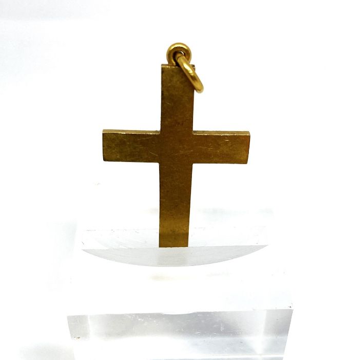 An Edwardian 18 carat gold cross pendant, inscribed and dated 1905, 5.5g, 30mm high, with suspension - Image 5 of 8