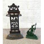 A Victorian cast iron stick stand, late 19th century, decorated with a peacock, with registration