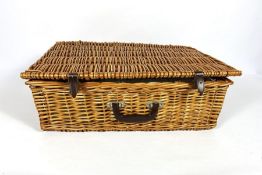 An Optima wicker picnic hamper, modern, fitted with place settings for four, including a vacuum