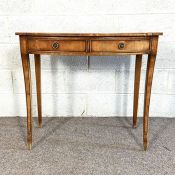 A modern two drawer bedroom console/ dressing table, with tapered legs, 20th century
