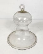 A vintage clear glass smoke bell, of typical conical form with suspension loop, 22cm diameter