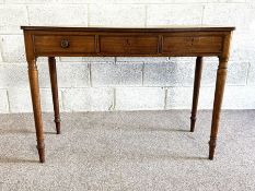 A late Victorian mahogany two drawer side table, with three short drawers on turned legs
