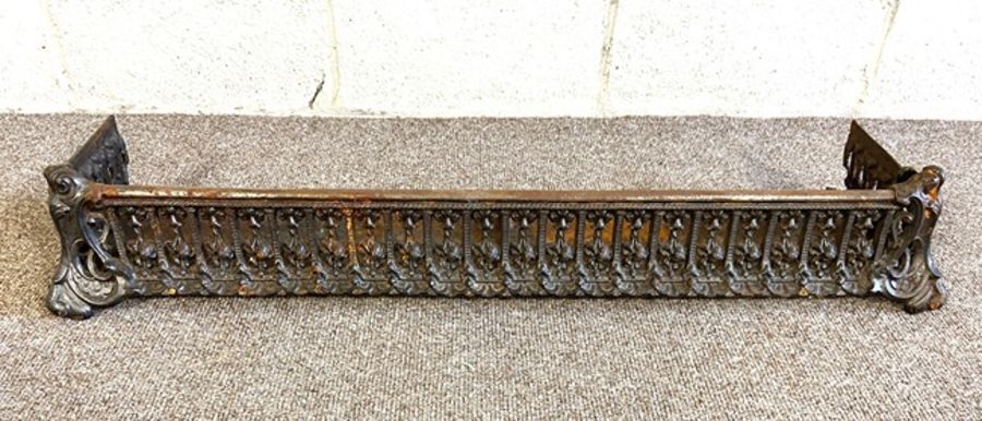 An Arts & Crafts beaten copper fire curb; together with a Victorian cast iron decorative fire - Image 2 of 7