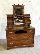 Two vintage dressing chests, early 20th century, both with mirrored tops, and an arrangement of