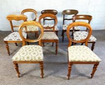 Eight assorted Victorian dining chairs, all recently recovered with padded seats, including as set