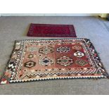 Four small modern decorative rugs, including a Iranian wool rug, all modern (5)