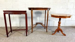 A modern Hongmu type modern side table; together with a vintage oak oval occasional table and a