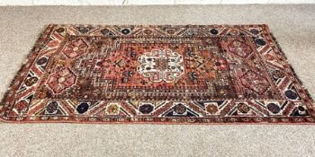A small Iranian Senneh wool rug, modern, 190cm x 130cm; together with another similar Iranian rug (