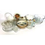 A group of kitchen ceramics and glassware, including a Portmeirion canister, assorted bowls and