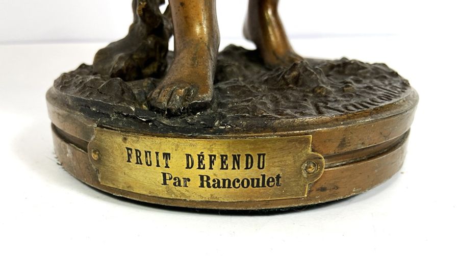 A French patinated spelter figure of a young girl, "Fruit Défendu", after Rancoulet, late 19th - Image 3 of 5