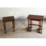 A Regency style mahogany fold-over tea tale, with a single drawer; also a folding card table; and