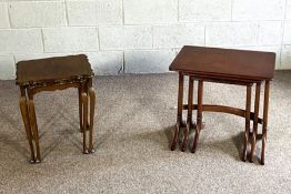 A Regency style mahogany fold-over tea tale, with a single drawer; also a folding card table; and