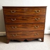 A George IV mahogany chest of drawers, circa 1825, with a moulded top over four long drawers, with