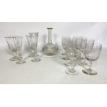 A group of glassware, including a pair of mid 19th century goblets; a set eight etched glass wine