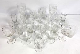 A large quantity of assorted table glassware, including crystal cut wine glasses, a Royal