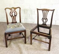 A group of furniture and items, including two George III style dining chairs, a small bookcase, a