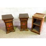 A pair of Continental bedside chests, each with a frieze drawer and two further drawers, also an