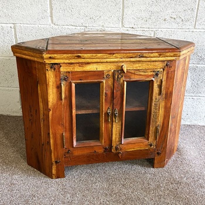 A corner display unit or tv stand; together with a fire curb, and nest of three tables (3) - Image 2 of 6