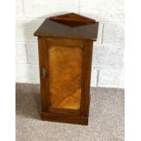 A small early 20th century bedside cabinet; together with a cheval mirror (2)