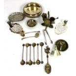 Assorted silver and plate, including a pair of pierced serving slices; an Indian white metal