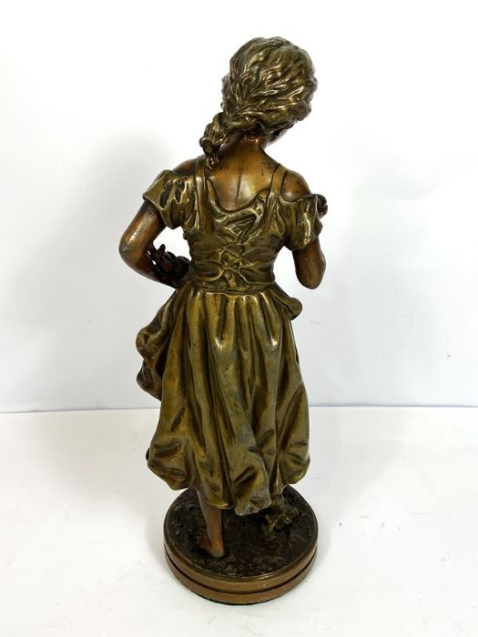 A French patinated spelter figure of a young girl, "Fruit Défendu", after Rancoulet, late 19th - Image 5 of 5