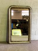 A large gilt framed mirror, with arched top; also a small modern coffee table (2)