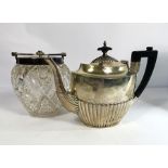A Victorian silver teapot, hallmarked London 1894, Henry Wilkinson & Co., of typical oval part