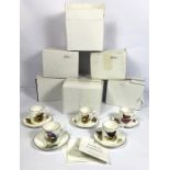 A set of Royal Worcester 'Best-Loved-Birds' collection of bone china cups and saucers, each