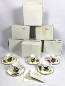 A set of Royal Worcester 'Best-Loved-Birds' collection of bone china cups and saucers, each