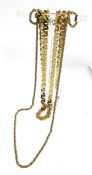 Two 9 carat gold chains, both marked 375, one with a flat oval set of links, 16g; the other