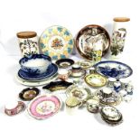 A variety of tea wares and other table china, including blue and white transfer printed ceramics