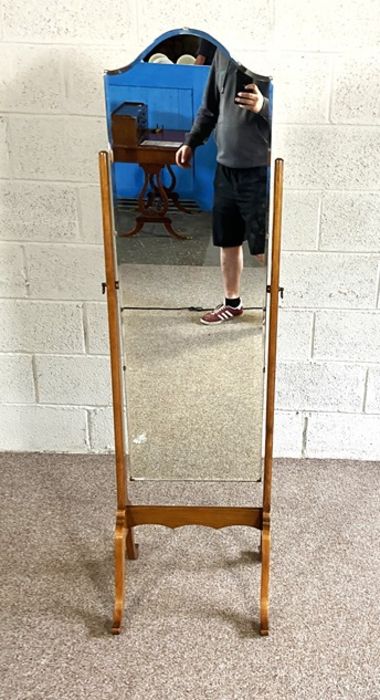 A small early 20th century bedside cabinet; together with a cheval mirror (2) - Image 4 of 6